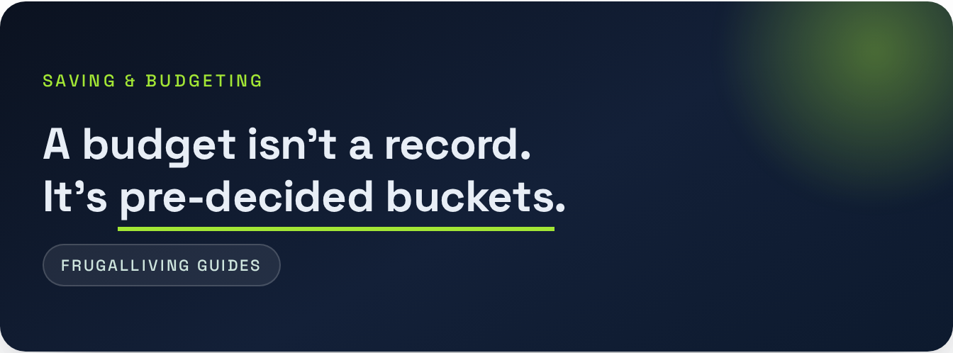 Saving & Budgeting — A budget isn't a record. It's pre-decided buckets .