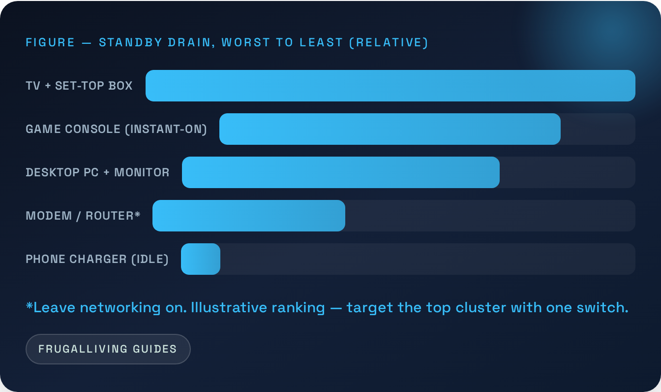 Figure — Standby drain, worst to least (relative)